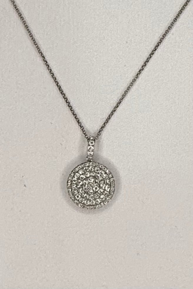 14kt White Gold Pave Diamond Pendant Necklace