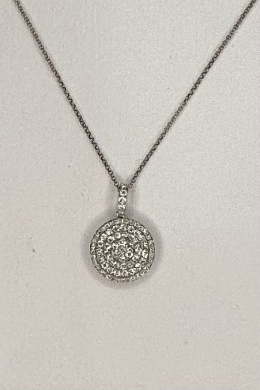 14kt White Gold Pave Diamond Pendant Necklace