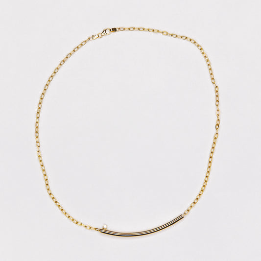 Handmade Custom 14kt Yellow Gold Cable Link Necklace with Diamond Accent