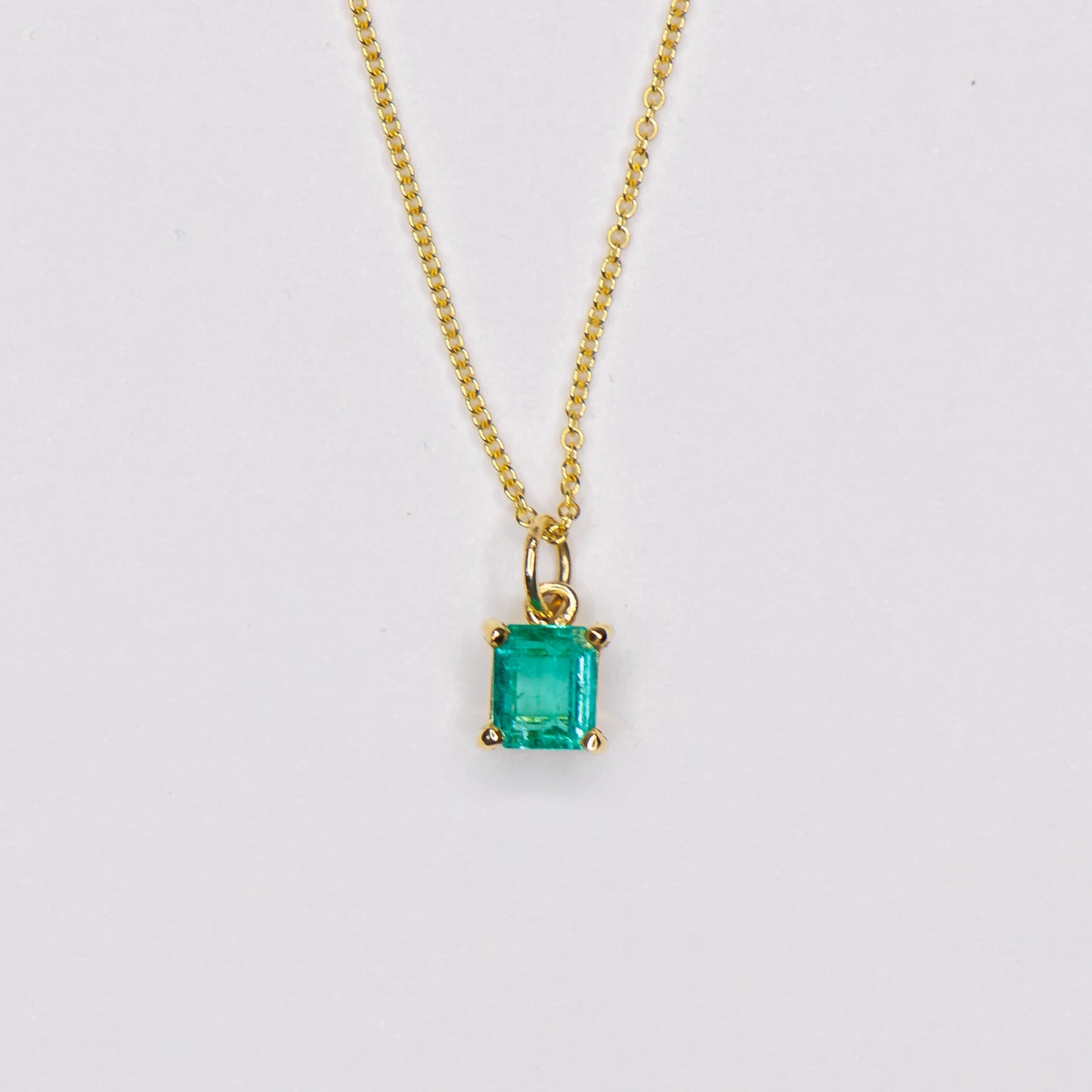 Custom Hand-Fabricated 14kt Yellow Gold Emerald Pendant