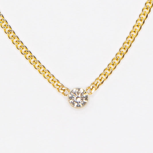 14kt Yellow Gold Diamond Solitaire Pendant Necklace