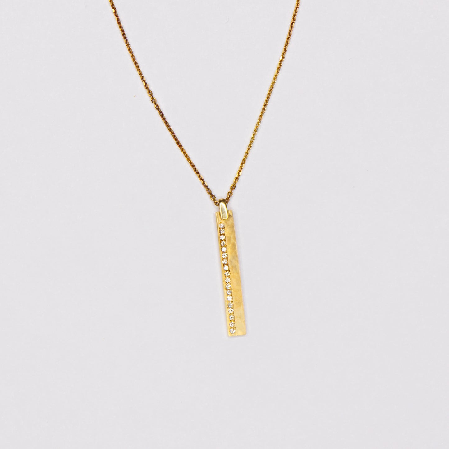 14kt Yellow Gold Diamond Bar Pendant Necklace