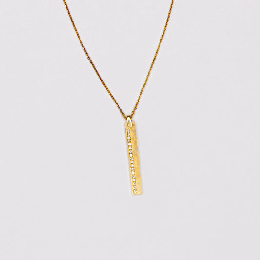 14kt Yellow Gold Diamond Bar Pendant Necklace