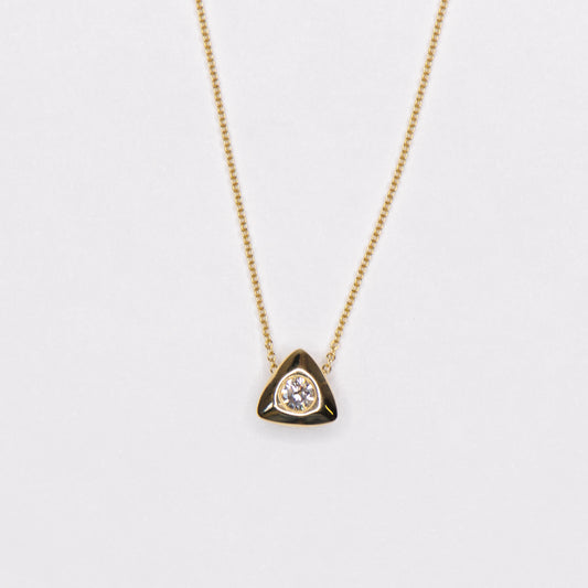 Custom 18kt Yellow and White Gold Trillion-Shaped Diamond Pendant Necklace