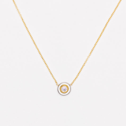 Platinum and 18kt Yellow Gold Diamond Solitaire Pendant Necklace