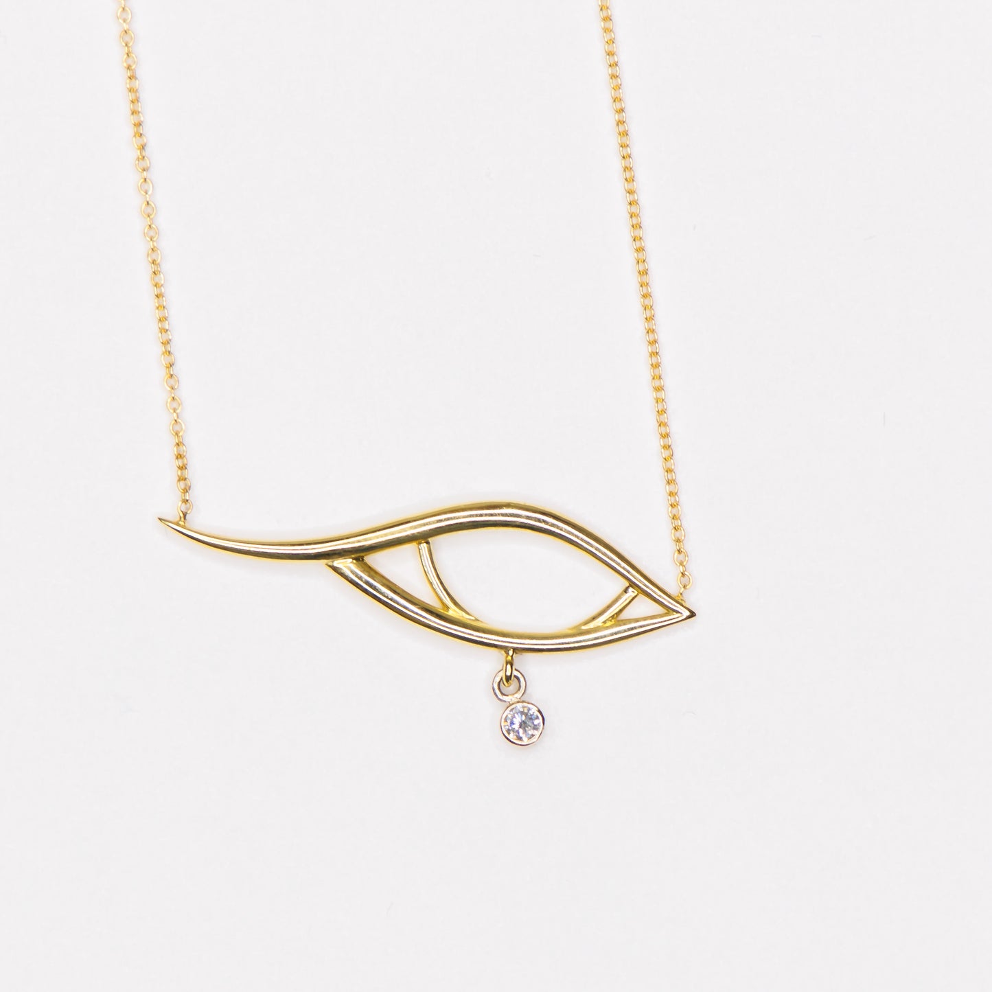 Custom Hand-Fabricated 18kt Yellow Gold Eye of Horus Pendant Necklace