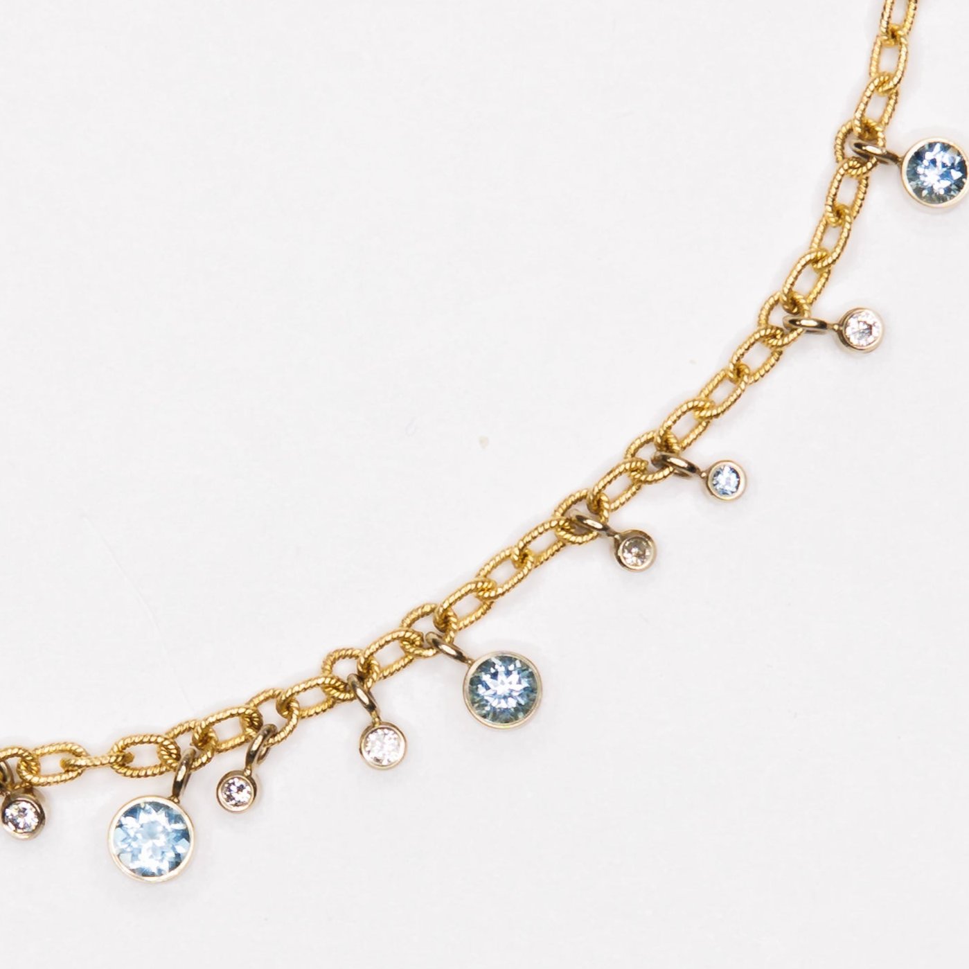 14kt Yellow and White Gold Aquamarine and Diamond Raindrop Necklace