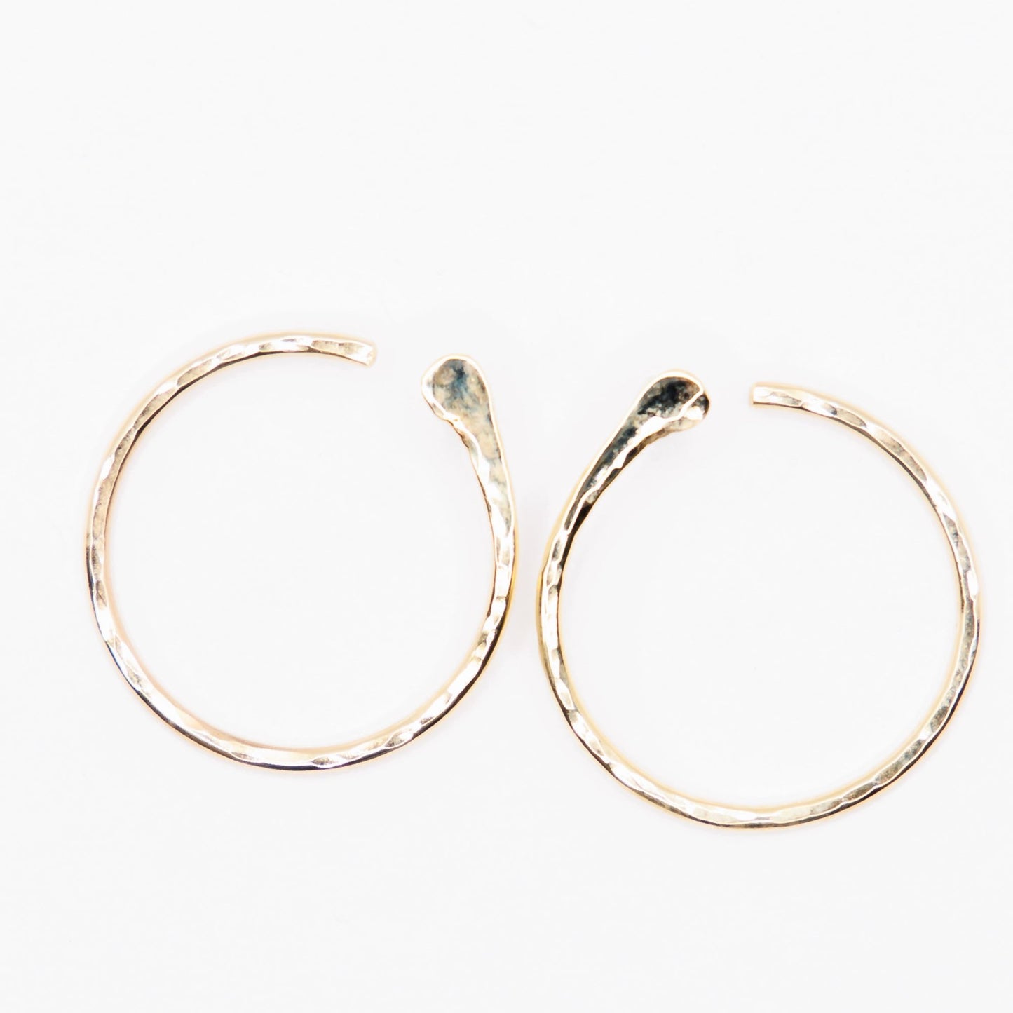 Timeless Hand-Fabricated 14kt Yellow Gold Hammered Hoop Earrings