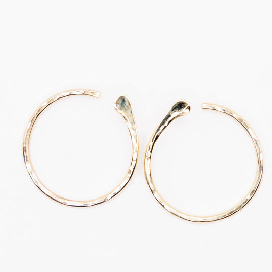 Timeless Hand-Fabricated 14kt Yellow Gold Hammered Hoop Earrings