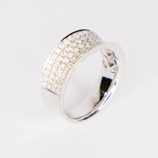 Custom Designed 18kt White Gold Pave Diamond Band Concave