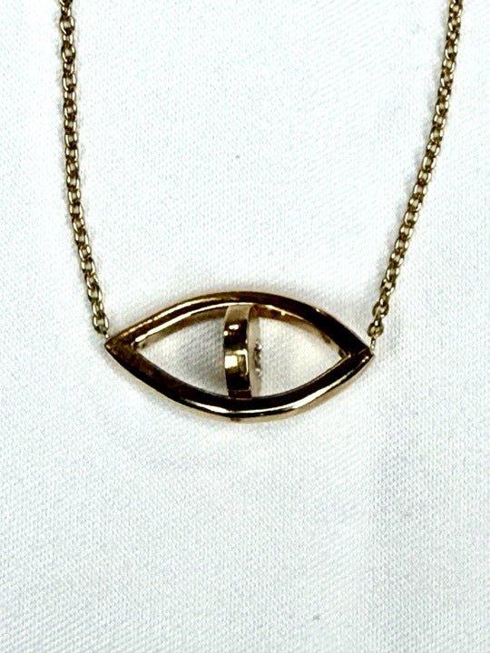 Handmade 14kt Yellow Gold Evil Eye Pendant