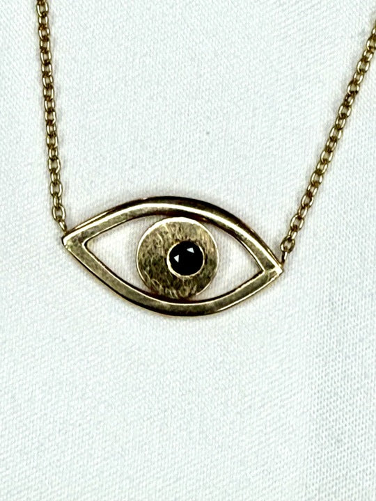 Handmade 14kt Yellow Gold Evil Eye Pendant