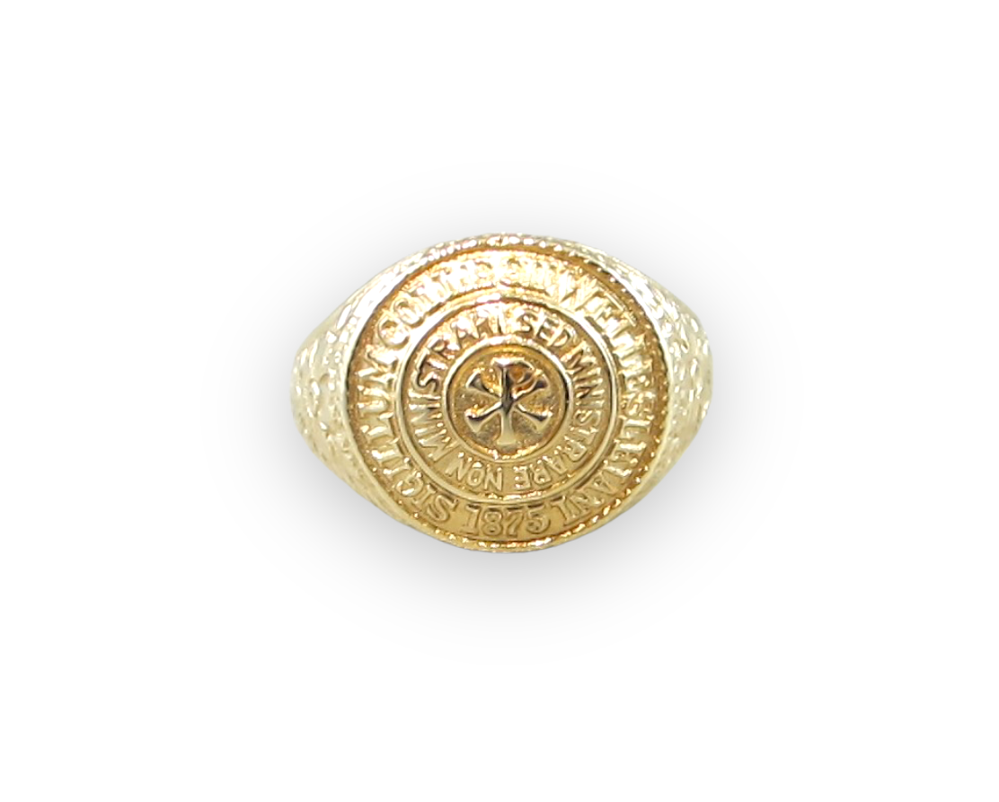 18K Gold Vintage Wellesley College Class Ring - Large Face